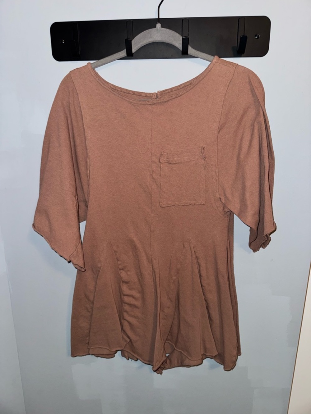 Relaxed Pocket Peplum Tunic - Mauve Brown